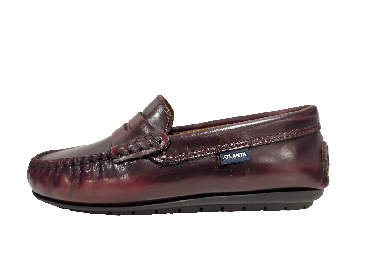 Atlanta Mocassin Burgundy High Shine Penny Loafer PP31 Shooz